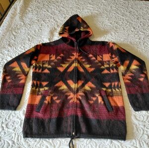 Unisex Medium Aztec Pattern Hoodie, Fall Colors